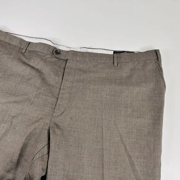 Joseph Abboud 56S Suit 25x27 Flat Front 100% Wool Beige Two Button Double Vented